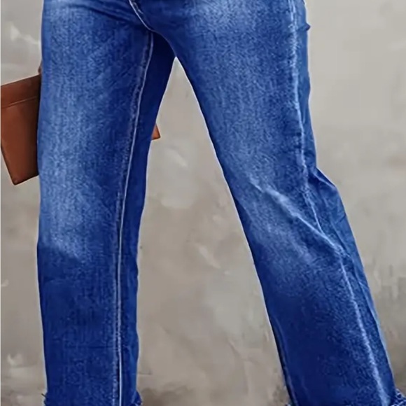 Blue denim stretch cuff jeans - Picture 2 of 4